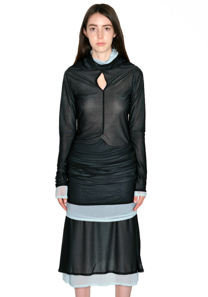 KIKO KOSTADINOV KKWSS23D04-18 MORA LAYERED DRESS BLACK SWAN/ICE SS23 | DOSHABURI Online Shop