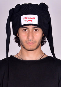 CHARLES JEFFREY LOVERBOY KNITTED CHUNKY RABBIT BEANIE BLACK FW24