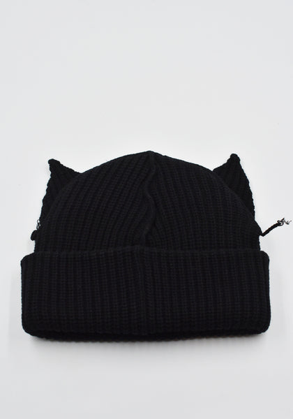 CHARLES JEFFREY LOVERBOY SUPERSIZED CHUNKY EARS BEANIE BLACK SS25 | DOSHABURI Shop