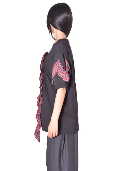 CHARLES JEFFREY LOVERBOY 064101001 UNISEX RUFFLE PATCH TEE BLACK 2026FW | DOSHABURI Shop