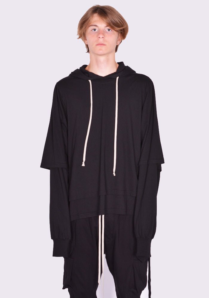 リックオウエンスダ－クシャドウ通販｜HUSTLER HOODED T-SHIRT BLACK 