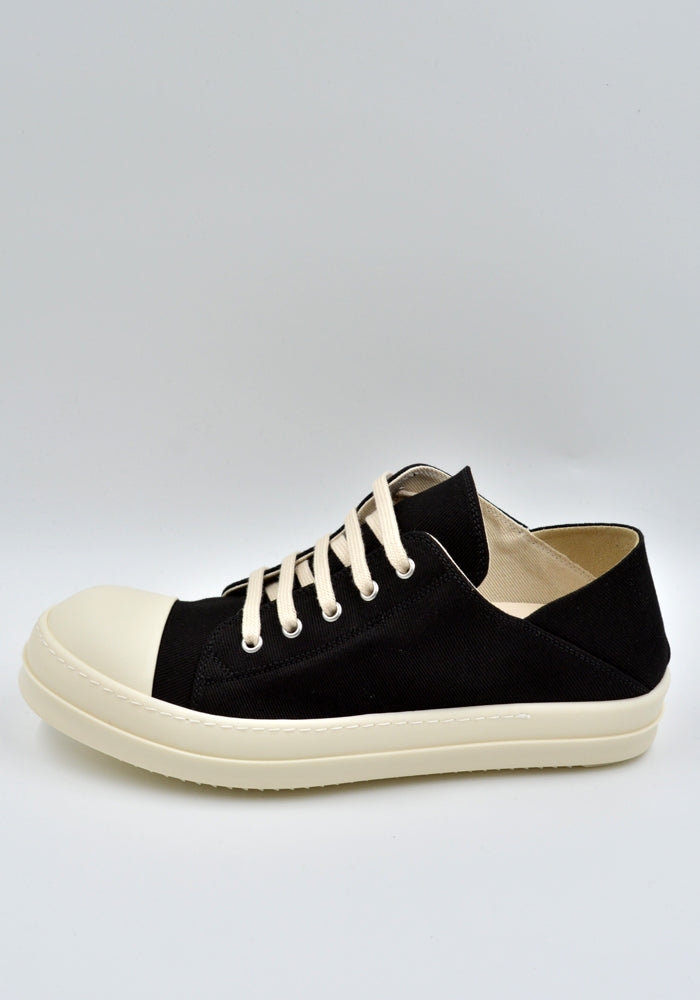 SINGLE SOLE LOW CUT SNEAKERS SLASH DENIM BLACK - RICK OWENS