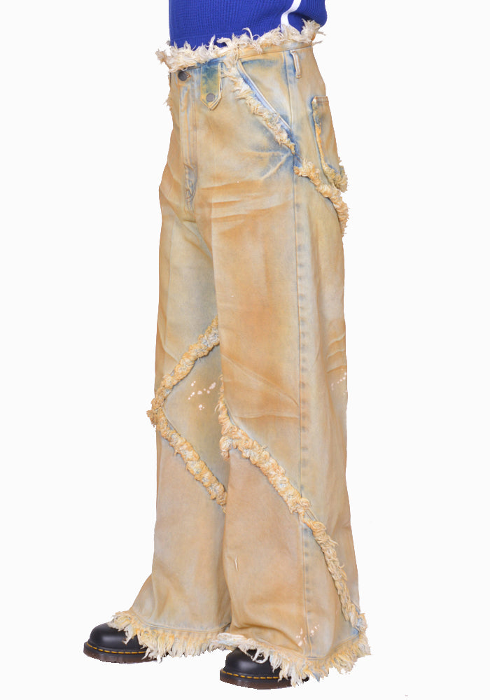 DOSHABURI通販｜EGONLAB. DN001B ARGYLE DENIM PANTS YELLOW DIRTY