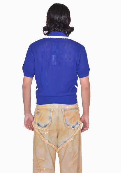 EGONLAB. KN002B KNIT POLO-SHIRT NAVY BLUE SS25 | DOSHABURI Online Shop