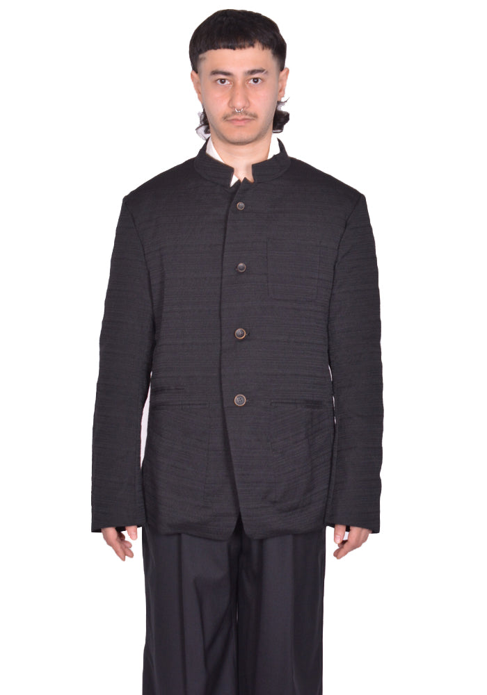 INDIVIDUAL SENTIMENTS STAND COLLAR JACKET BLACK SS25 | DOSHABURI Shop