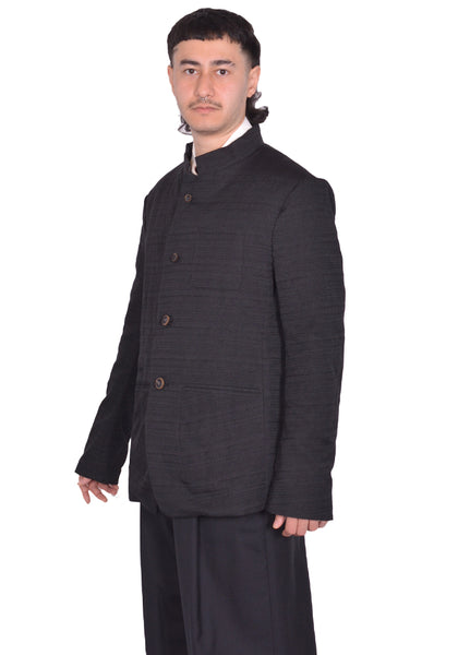 INDIVIDUAL SENTIMENTS STAND COLLAR JACKET BLACK SS25 | DOSHABURI Shop