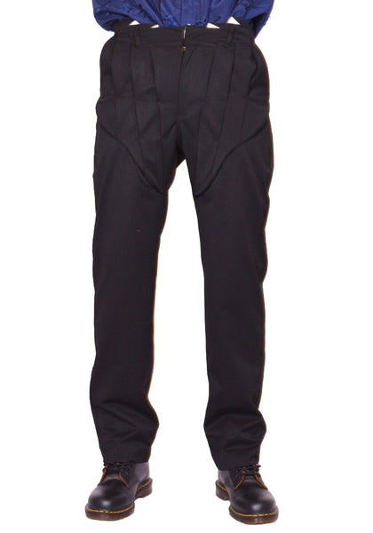 JUNTAE KIM GATHERED CORSET SLACKS PANTS BLACK SS26 | DOSHABURI Shop