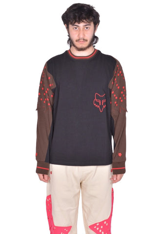 KIKO KOSTADINOV FOX LAB PERFORATED LONG SLEEVE T-SHIRT BLACK FW25 