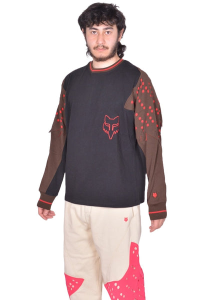 KIKO KOSTADINOV FOX LAB PERFORATED LONG SLEEVE T-SHIRT BLACK FW25 