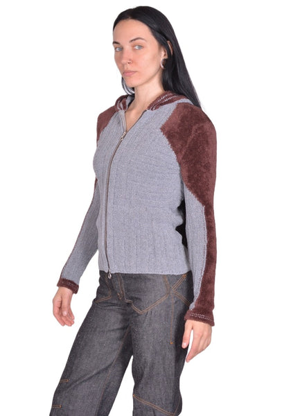 KIKO KOSTADINOV QUIMBY FITTED HOODED KNIT GREY FW25