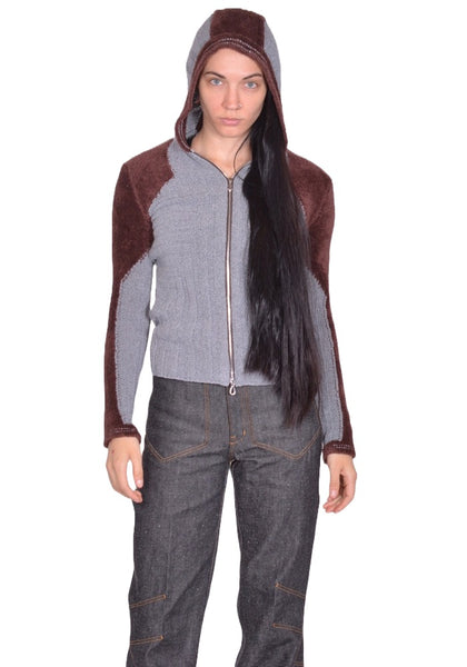 KIKO KOSTADINOV QUIMBY FITTED HOODED KNIT GREY FW25