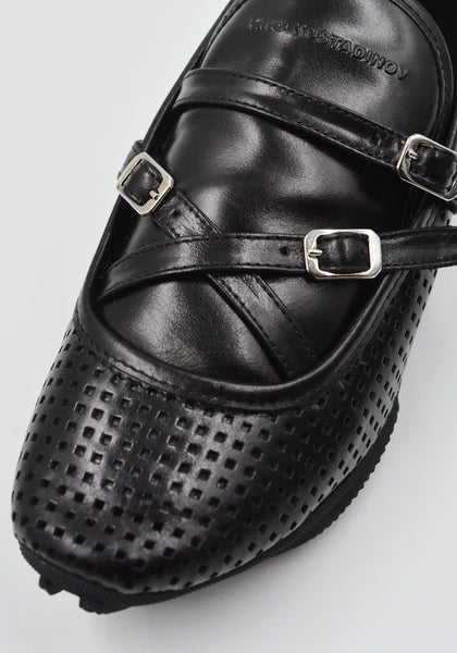KIKO KOSTADINOV SONIA BUCKLED LOAFER PERFORATED BLACK SS25 | DOSHABURI Shop