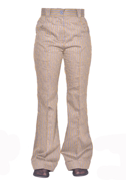 KIKO KOSTADINOV TUNIN FLARED TROUSER CHARCOAL & SUNSHINE STRIPE SS26 | DOSHABURI Online Shop