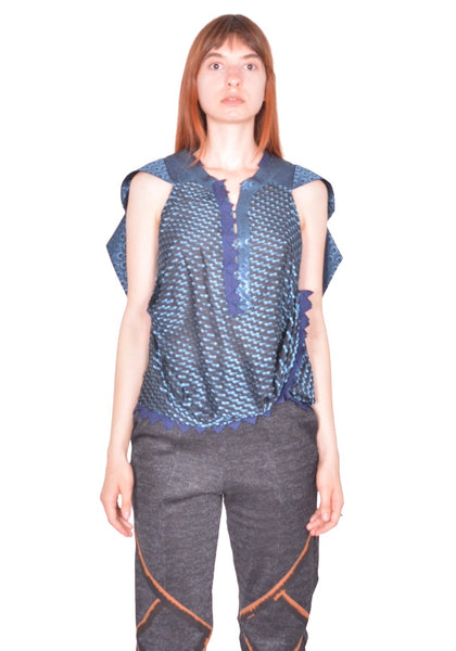 KIKO KOSTADINOV WEATHERVANE TOP OBSIDIAN BLACK & MOSAIC BLUE SS26 | DOSHABURI Online Shop