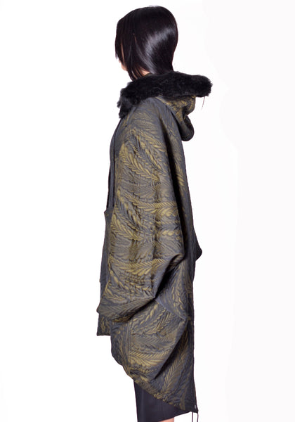 KIKO KOSTADINOV WOMEN KKWAW26C05-41 BITTERN HOODED PONCHO FOLIAGE GREEN 2026FW | DOSHABURI Shop 