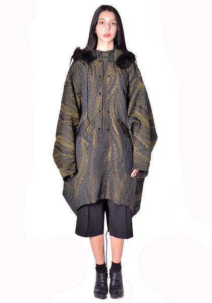 KIKO KOSTADINOV WOMEN KKWAW26C05-41 BITTERN HOODED PONCHO FOLIAGE GREEN 2026FW | DOSHABURI Shop 