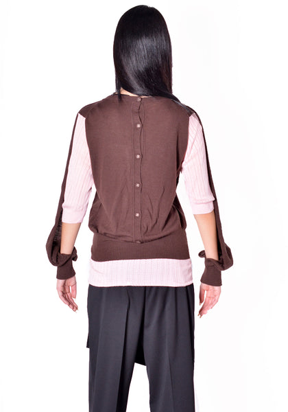KIKO KOSTADINOV WOMEN KKWAW26KN01-83 CORELLA DOUBLE SLEEVE JUMPER MAHOGANY 2026FW | DOSHABURI Shop 