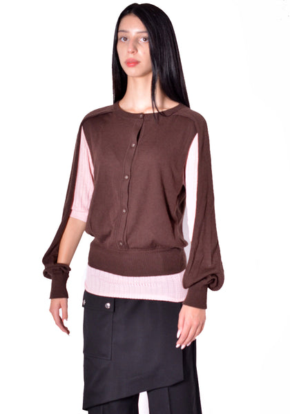 KIKO KOSTADINOV WOMEN KKWAW26KN01-83 CORELLA DOUBLE SLEEVE JUMPER MAHOGANY 2026FW | DOSHABURI Shop 