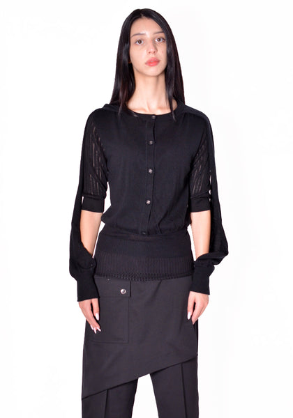 KIKO KOSTADINOV WOMEN KKWAW26KN01-82 CORELLA DOUBLE SLEEVE JUMPER NEBULAR BLACK 2026FW | DOSHABURI Shop