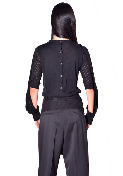 KIKO KOSTADINOV WOMEN KKWAW26KN01-82 CORELLA DOUBLE SLEEVE JUMPER NEBULAR BLACK 2026FW | DOSHABURI Shop