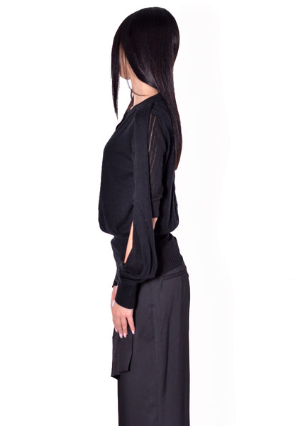 KIKO KOSTADINOV WOMEN KKWAW26KN01-82 CORELLA DOUBLE SLEEVE JUMPER NEBULAR BLACK 2026FW | DOSHABURI Shop