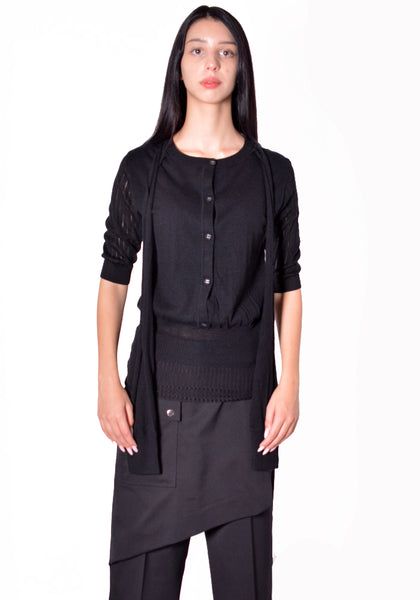 KIKO KOSTADINOV WOMEN KKWAW26KN01-82 CORELLA DOUBLE SLEEVE JUMPER NEBULAR BLACK 2026FW | DOSHABURI Shop