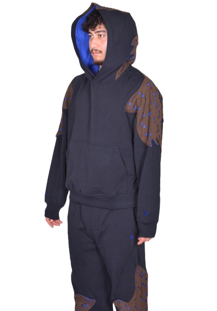 KIKO KOSTADINOV x FOX LAB PERFORATED FLEECE HOODIE BLACK FW25