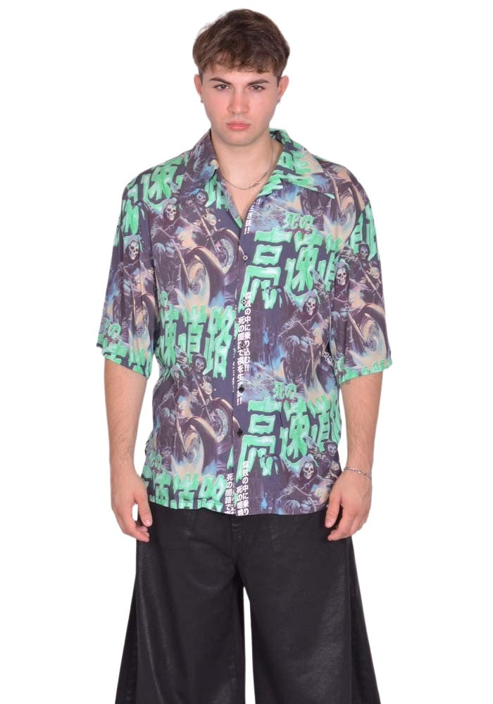 LU'U DAN GHOST RIDERS PRINT SHORT SLEEVE SHIRT FW25 | DOSHABURI Shop