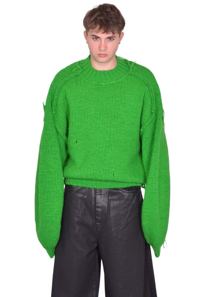 DOSHABURI通販｜LU'U DAN KINGPIN KNIT SWEATER NEON GREEN FW25