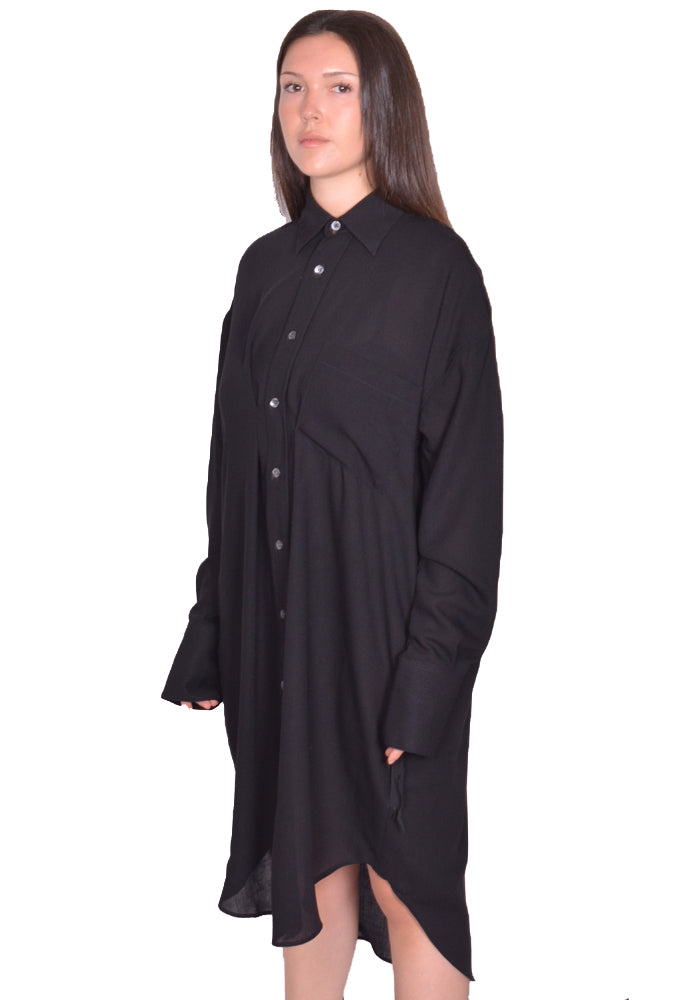DOSHABURI通販｜MARINA YEE TWIN PLEAT OVERSIZED LONG SHIRT BLACK