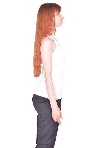 MATIERES FECALES CROSS SEAM TANK KNIT SCLERA WHITE SS26 | DOSHABURI Shop