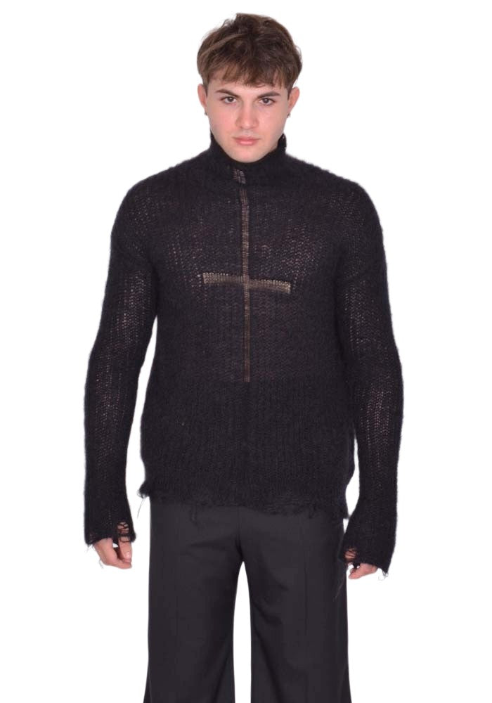 MATIERES FECALES LARISSA KNIT SWEATER SCLERA BLACK FW25 | DOSHABURI Shop