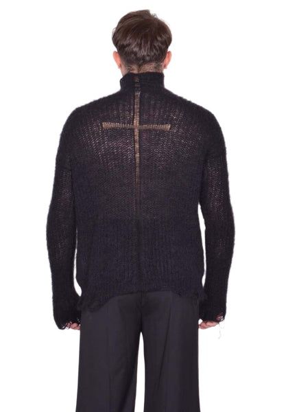 MATIERES FECALES LARISSA KNIT SWEATER SCLERA BLACK FW25 | DOSHABURI Shop