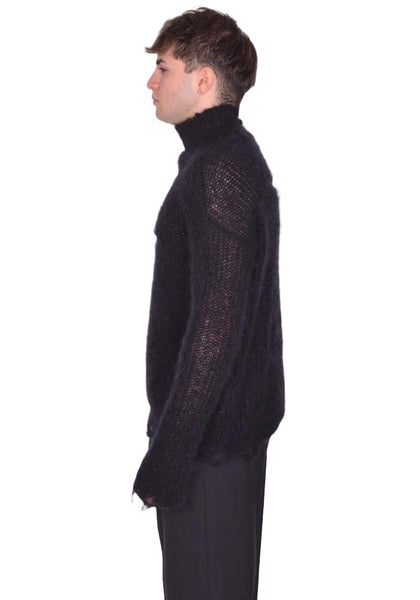 MATIERES FECALES LARISSA KNIT SWEATER SCLERA BLACK FW25 | DOSHABURI Shop