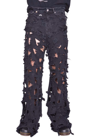 MATIERES FECALES UNISEX DESTROYED JEANS SCLERA BLACK FW25 | DOSHABURI Shop