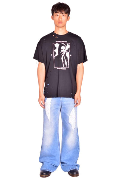 MATIERES FECALE HANNAH TEE KNIT SCLERA BLACK SS26 | DOSHABURI Shop