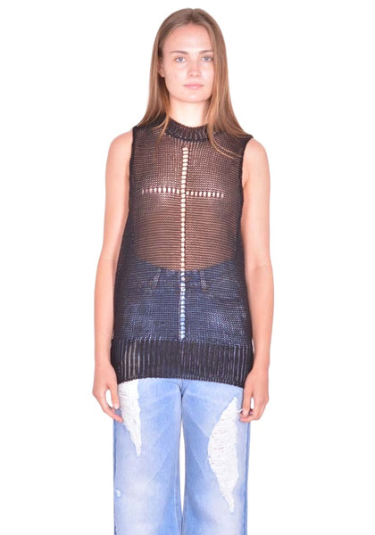 MATIERES FECALE RIVAGE TANK KNIT SCLERA BLACK SS26 | DOSHABURI Shop