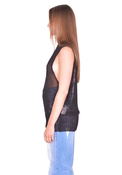 MATIERES FECALE RIVAGE TANK KNIT SCLERA BLACK SS26 | DOSHABURI Shop