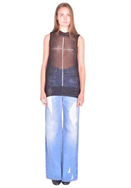 MATIERES FECALE RIVAGE TANK KNIT SCLERA BLACK SS26 | DOSHABURI Shop
