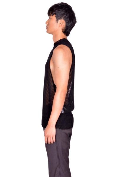 MATIERES FECALE RIVAGE TANK KNIT SCLERA BLACK SS26 | DOSHABURI Shop
