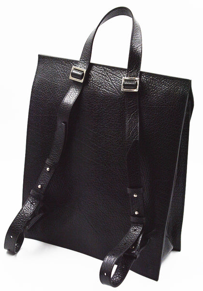 MERRYL TIELMAN CLAUDIE BACKPACK/TOTE BAG BLACK PEBBLED | DOSHABURI Shop