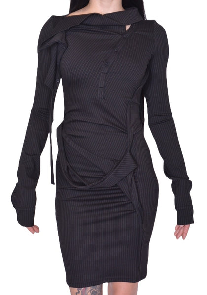 OTTOLINGER ADA MINI DRESS BLACK PIN STRIPE FW25 | DOSHABURI Shop