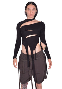 DOSHABURI通販｜OTTOLINGER CUT-OUT LONG SLEEVE KNIT TOP BLACK FW25