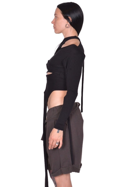 OTTOLINGER CUT-OUT LONG SLEEVE KNIT TOP BLACK FW25 | DOSHABURI Shop