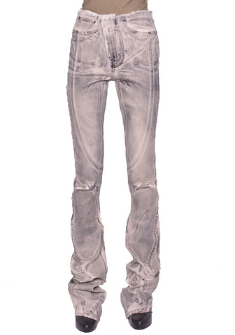 OTTOLINGER RAW-EDGE DRAPE DENIM PANTS CREAM/BLACK SS25 | DOSHABURI Shop