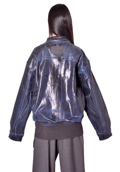 OTTOLINGER UNISEX 117-704417-02 UNISEX GLAZED FLEX DENIM JACKET BLUE BLACK FW2026 | DOSHABURI Online Shop 