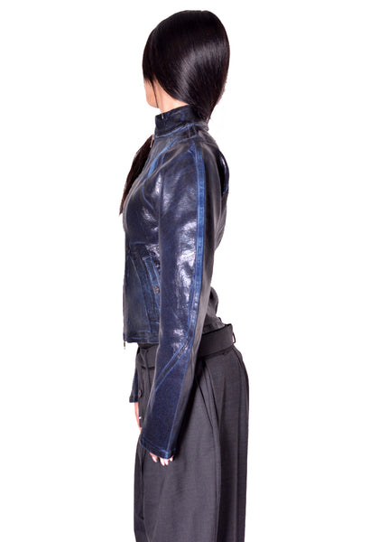 OTTOLINGER 117-704317-02 WOMEN GLAZED CURVED DENIM JACKET BLUE BLACK FW2026 | DOSHABURI Online Shop 
