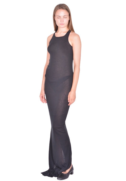 RICK OWENS BASIC TANK GOWN DRESS BLACK SS26 | DOSHABURI Online Shop