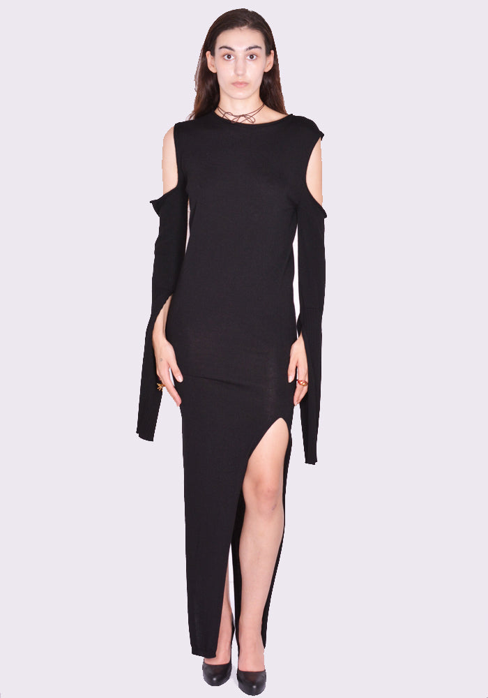 ドシャブリ通販｜RICK OWENS CAPE SLEEVE WOOL KNIT DRESS BLACK FW24 