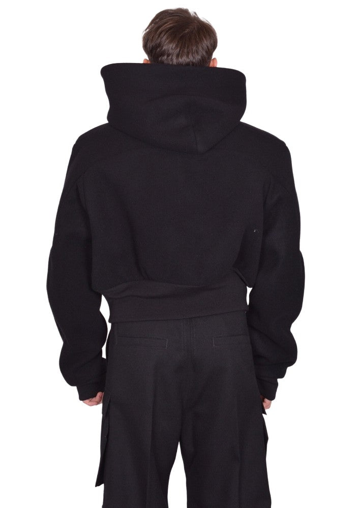 RICK OWENS CROPPED HOODED FLIGHT JACKET BLACK FW25 | DOSHABURI